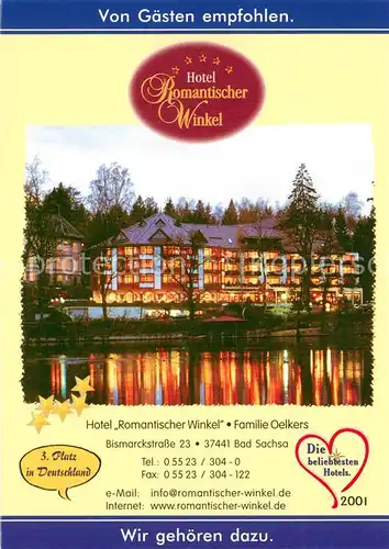 AK / Ansichtskarte Bad_Sachsa_Harz Hotel Romantischer Winkel Bad_Sachsa_Harz