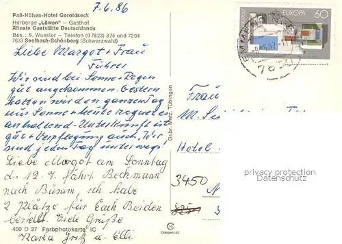 AK / Ansichtskarte Seelbach_Schutter Pass Hoehenhotel Geroldseck Seelbach Schutter