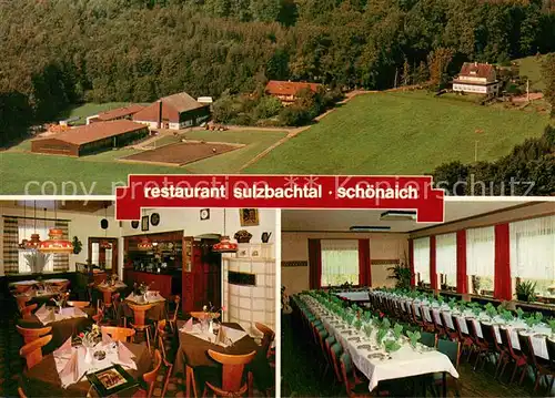 AK / Ansichtskarte Schoenaich_Wuerttemberg Restaurant Sulzbachtal Gaststube Speisesaal Schoenaich Wuerttemberg
