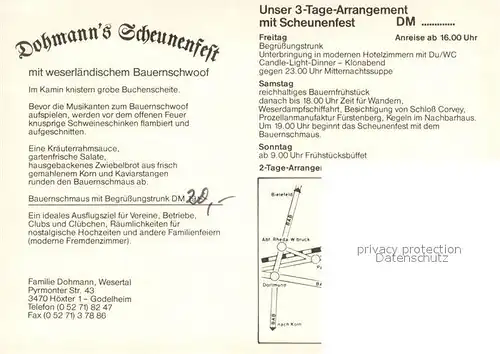 AK / Ansichtskarte Hoexter_Weser Dohmanns Scheunenfest Details Hoexter Weser