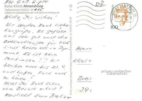 AK / Ansichtskarte Ahrenshoop_Ostseebad Reha Klinik Ahrenshoop Fliegeraufnahme Ahrenshoop_Ostseebad