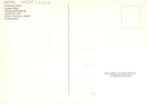 AK / Ansichtskarte Neuhausen_Erzgebirge Ferienhaus Erika Fliegeraufnahme Neuhausen Erzgebirge