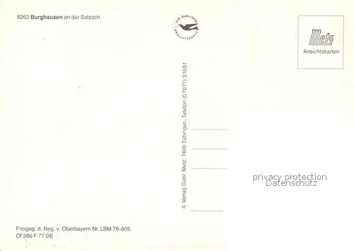 AK / Ansichtskarte Burghausen_Salzach Fliegeraufnahme Burghausen Salzach