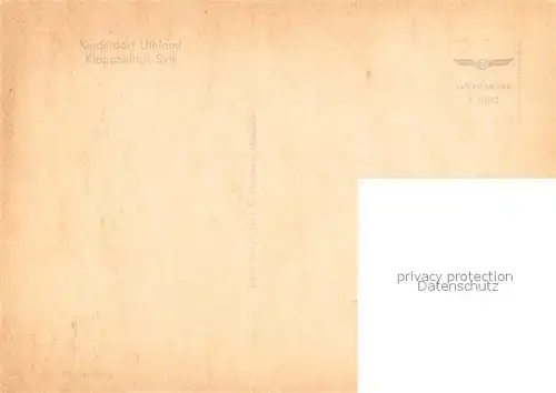 AK / Ansichtskarte Sylt Kinderdorf Uthland Klappholttal Fliegeraufnahme Sylt