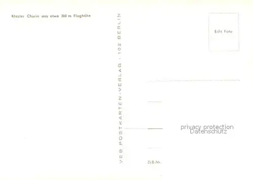 AK / Ansichtskarte Chorin Kloster Chorin Fliegeraufnahme Chorin