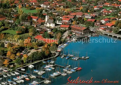 AK / Ansichtskarte Seebruck_Chiemsee Fliegeraufnahme mit Yachthafen Seebruck Chiemsee