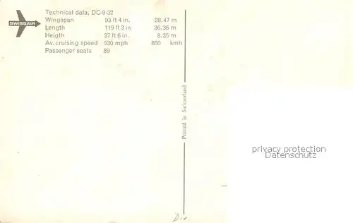 AK / Ansichtskarte Swissair Swissair DC 9 32 