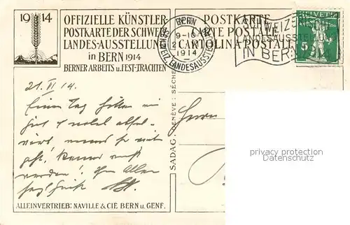 AK / Ansichtskarte Landesausstellung_Bern_1914 Berner Arbeits und Fest_Trachten 