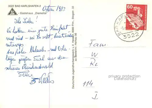 AK / Ansichtskarte Bad_Karlshafen Gaestehaus Diemeltal Obstbaeume Bad_Karlshafen
