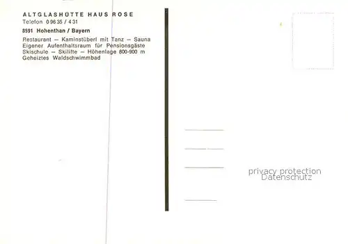 AK / Ansichtskarte Hohenthann_Landshut Altglashuette Haus Rose Gaestehaus Restaurant Hohenthann_Landshut
