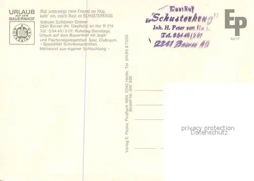 AK / Ansichtskarte Barver Urlaub auf dem Bauernhof Gasthof Schusterkrug Barver