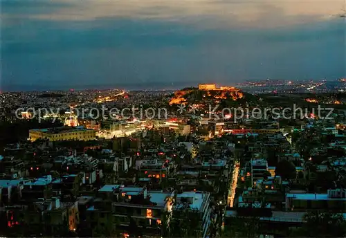 AK / Ansichtskarte Athen_Griechenland Ausblick in der Nacht mit Akropolis Athen_Griechenland