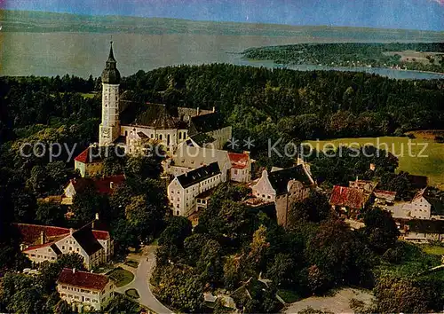 AK / Ansichtskarte Andechs Kloster Andechs am Ammersee Fliegeraufnahme Andechs