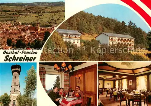 AK / Ansichtskarte Hartberg_Steiermark Gasthof Pension Schreiner Gastraeume Aussichtsturm Panorama Hartberg_Steiermark