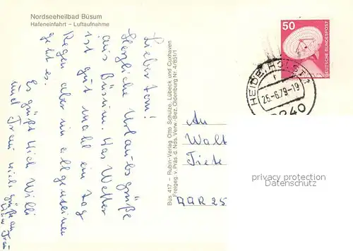 AK / Ansichtskarte Buesum_Nordseebad Hafeneinfahrt Fliegeraufnahme Buesum_Nordseebad