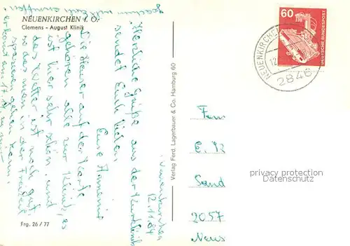 AK / Ansichtskarte Neuenkirchen_Oldenburg Clemens August Klinik Fliegeraufnahme Neuenkirchen Oldenburg