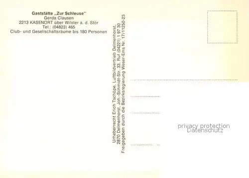 AK / Ansichtskarte Kasenort Gaststaette Zur Schleuse Fliegeraufnahme Kasenort