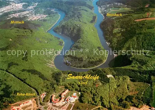 AK / Ansichtskarte Mettlach Fliegeraufnahme mit Dreisbach Saarschleife und Reha Klinik Mettlach