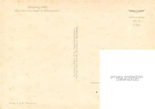 AK / Ansichtskarte Greding im Schwarzachtal Fliegeraufnahme Greding