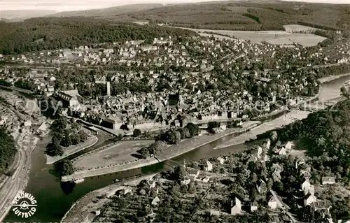 AK / Ansichtskarte Muenden_Werra Fliegeraufnahme Werra und Fulda Muenden Werra