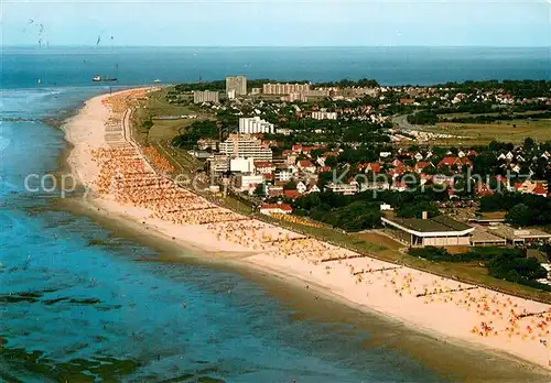 AK / Ansichtskarte Cuxhaven_Nordseebad Fliegeraufnahme Strandpanorama Cuxhaven_Nordseebad