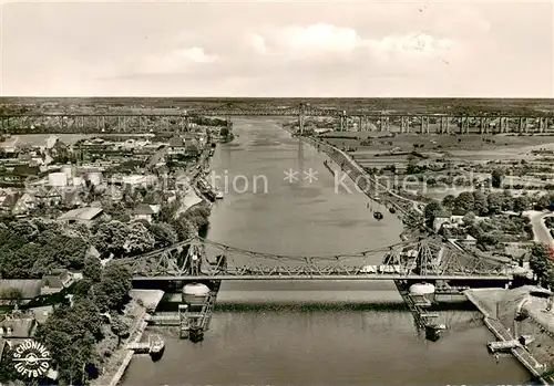 AK / Ansichtskarte Rendsburg Fliegeraufnahme Kanal m. Drehbruecke u. Hochbruecke Rendsburg