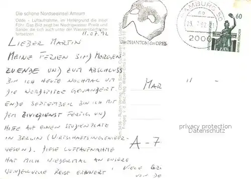 AK / Ansichtskarte Amrum Fliegeraufnahme mit Insel Foehr Amrum