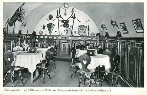 AK / Ansichtskarte Ebernburg Huttenkeller in der Schwarzen Katz Historischer Pulverbeutel Schinderhannes Schlosskeller Schenke Ebernburg