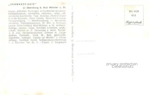AK / Ansichtskarte Ebernburg Huttenkeller in der Schwarzen Katz Historischer Pulverbeutel Schinderhannes Schlosskeller Schenke Ebernburg