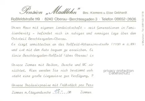 AK / Ansichtskarte Oberau__Berchtesgaden Pension Madllehn Bergwiese Alpen 