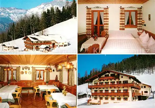 AK / Ansichtskarte Oberau__Berchtesgaden Pension Madllehn Gastraum Fremdenzimmer Winterlandschaft Alpen 