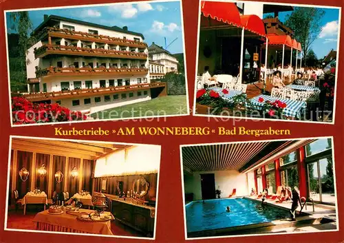 AK / Ansichtskarte Bad_Bergzabern Kurbetriebe Am Wonneberg Restaurant Terrasse Hallenbad Bad_Bergzabern