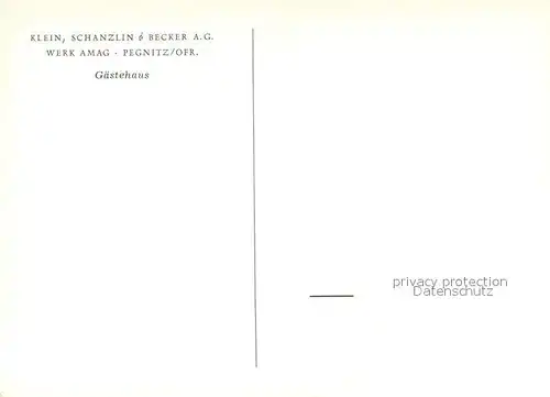 AK / Ansichtskarte Pegnitz Klein Schanzlin & Becker A.G. Werk AMAG Gaestehaus Pegnitz