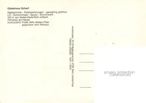 AK / Ansichtskarte Bad_Lippspringe Gaestehaus Scherf Gastraum Hallenbad Bad_Lippspringe