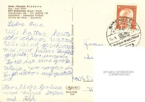 AK / Ansichtskarte Bodenmais Hotel Pension Riederin Swimming Pool Panorama Bayerischer Wald Bodenmais