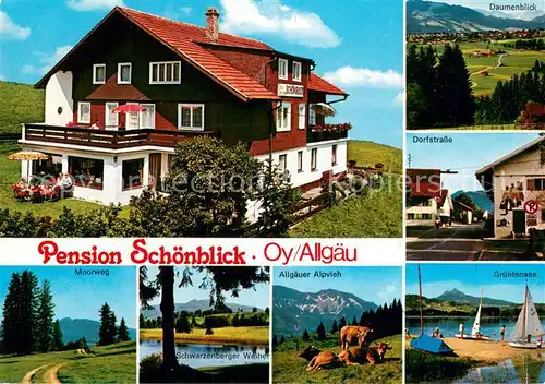AK / Ansichtskarte Oy Pension Schoenblick Landschaftspanorama Alpen Allgaeuer Alpvieh Gruentensee Oy