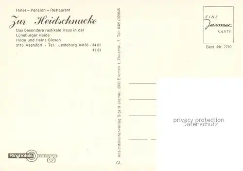 AK / Ansichtskarte Asendorf_Nordheide Hotel Pension Restaurant Zur Heidschnucke Asendorf Nordheide