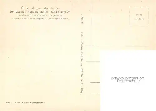 AK / Ansichtskarte Undeloh oeTV Jugendschule Heidelandschaft Heidschnucken Undeloh