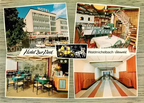 AK / Ansichtskarte Waldmichelbach Hotel zur Post Restaurant Cafe Kegelbahn Postkutsche Waldmichelbach