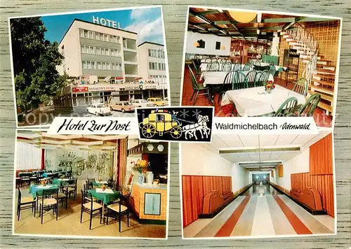 AK / Ansichtskarte Waldmichelbach Hotel zur Post Restaurant Cafe Kegelbahn Postkutsche Waldmichelbach