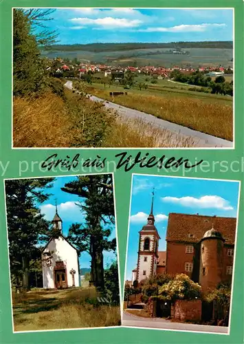 AK / Ansichtskarte Wiesen_Unterfranken Panorama Kapelle Ortsmotiv mit Kirche Wiesen Unterfranken