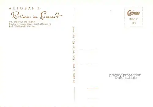 AK / Ansichtskarte Rohrbrunn Autobahn Rasthaus im Spessart Restaurant Terrasse Rohrbrunn