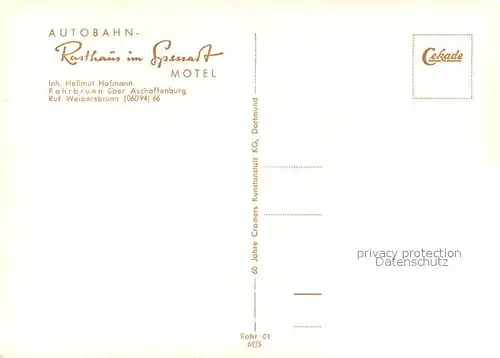 AK / Ansichtskarte Rohrbrunn Autobahn Rasthaus im Spessart Restaurant Terrasse Rohrbrunn