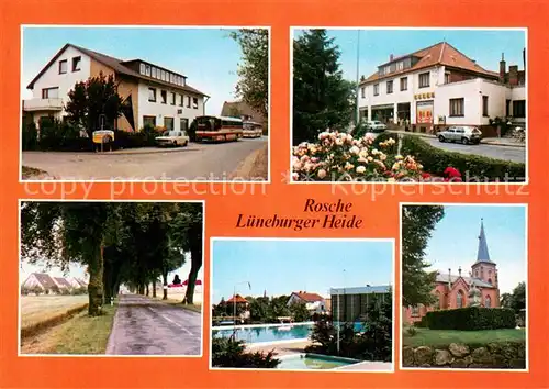 AK / Ansichtskarte Rosche Gasthaus Pension Werner Kirche Freibad Landstrasse Rosche