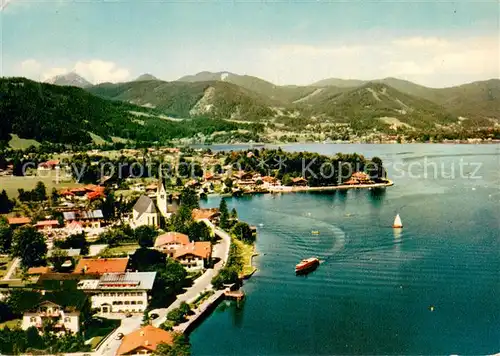 AK / Ansichtskarte Rottach Egern Fliegeraufnahme Teilansicht m. Tegernsee Rottach Egern