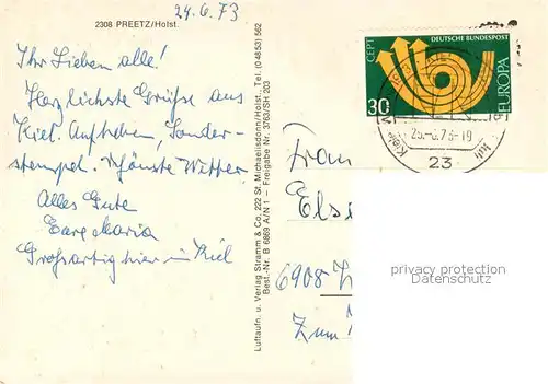 AK / Ansichtskarte Preetz_Holstein Fliegeraufnahme Teilansicht Preetz_Holstein