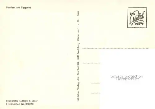 AK / Ansichtskarte Sondern_Biggesee Fliegeraufnahme Sondern Biggesee