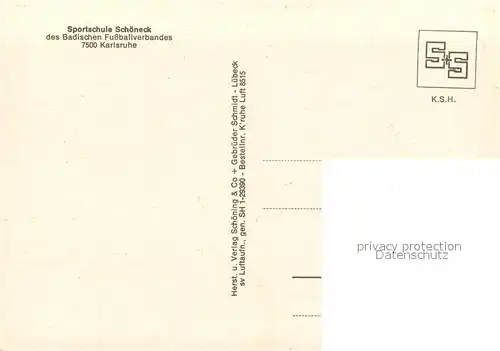 AK / Ansichtskarte Karlsruhe_Baden Fliegeraufnahme Sportschule Schoeneck Karlsruhe_Baden
