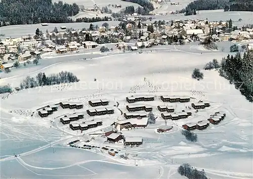 AK / Ansichtskarte Scheidegg_Allgaeu Fliegeraufnahme Feriendorf d. Erholungswerkes d. DBP e.V. Winter Schnee Scheidegg Allgaeu