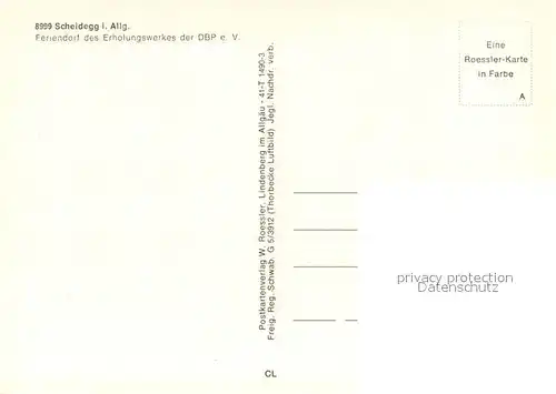 AK / Ansichtskarte Scheidegg_Allgaeu Fliegeraufnahme Feriendorf d. Erholungswerkes d. DBP e.V. Winter Schnee Scheidegg Allgaeu